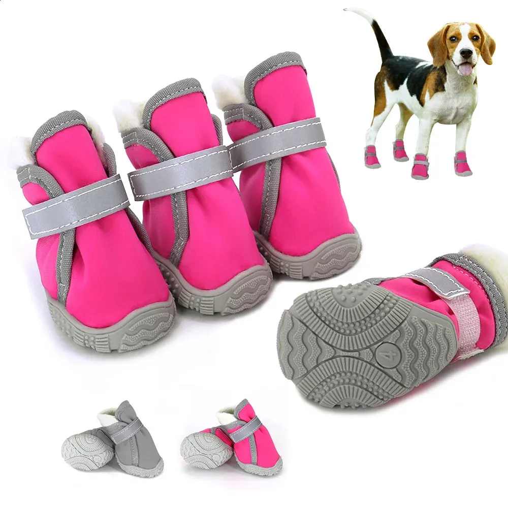 4pcsset su geçirmez kış evcil köpek ayakkabıları kalın sıcak antislip yağmur kar botları küçük kediler için ayakkabı köpek köpekleri patik çorapları 240119