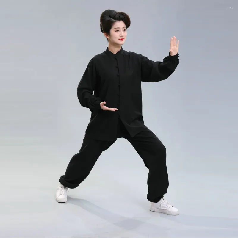 Calças femininas de duas peças chinês tai chi twinset para mulheres top e calça 2 peças terno conjunto budista humor preto estilo break