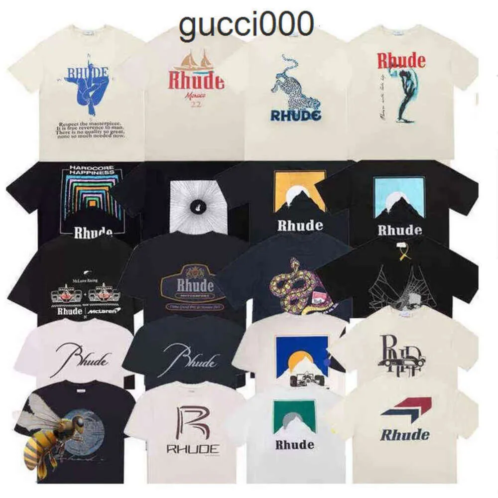 T-shirt de designer T-shirt d'été pour hommes Chemise rhude pour hommes Tops Lettre Polo Chemise de broderie T-shirts Vêtements T-shirt à manches courtes Grands T-shirts B9FR