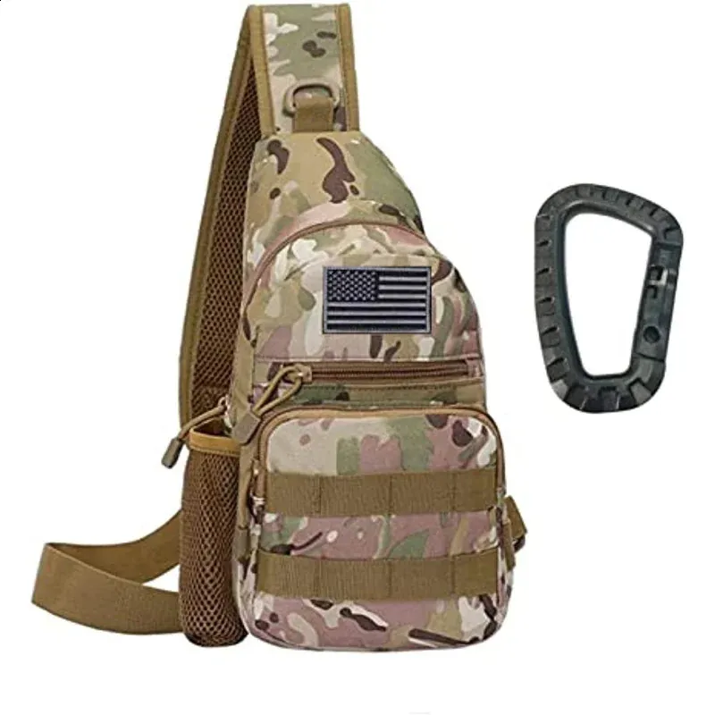 Tactische Militaire Borst Sling Bag Waterdichte MOLLE Schouderrugzak heren Rugzak met enkele riem met waterfleshouder 240124