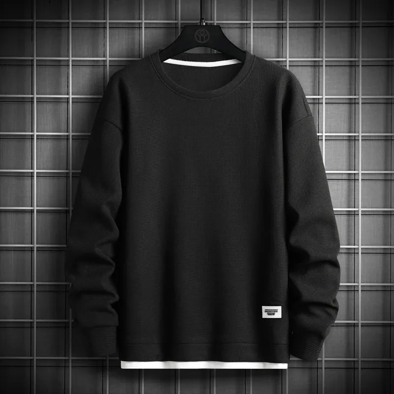 Solid Color Sweatshirt Men Harajuku Hoodies O Neck long Sleeve Casual Sweatshirt Mens Pullover Tops Streetwear Man Hoodies 240131