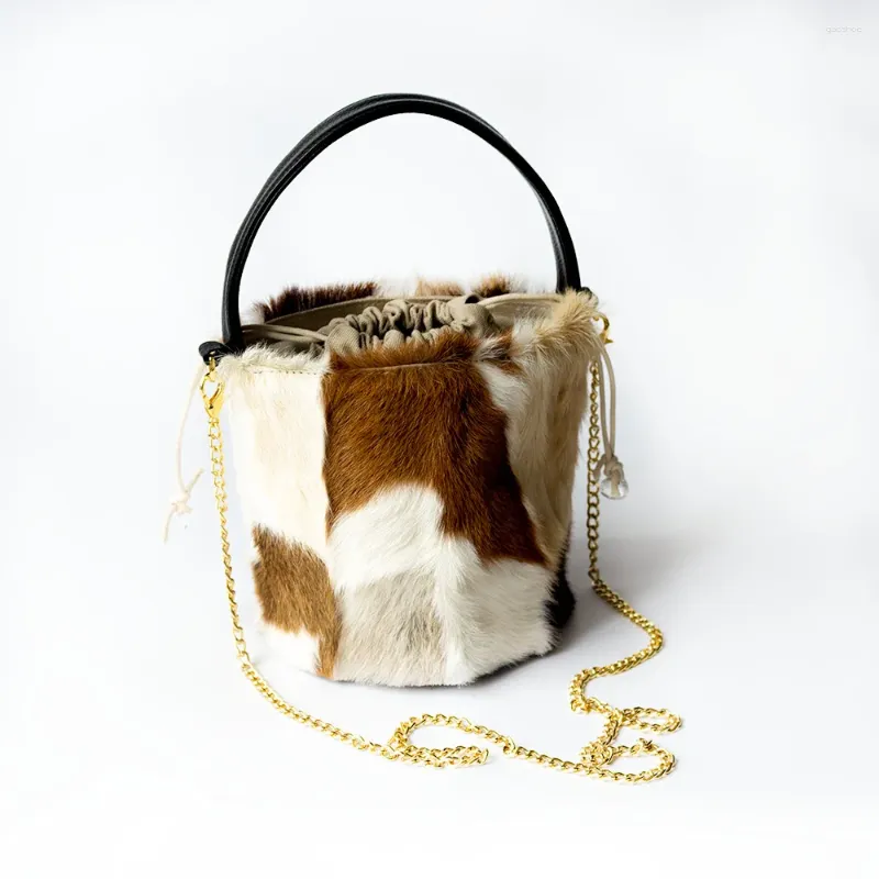 이브닝 백 가을/겨울 디자인 일본어 및 한국 패션 트렌드 버킷 양고기 모피 박스 가방 크로스 바디 작은 고급 표범 왕자