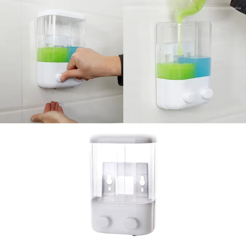 Distributeur de savon liquide TOPBATHY Pompe de douche murale Double ventouse rechargeable Shampooing