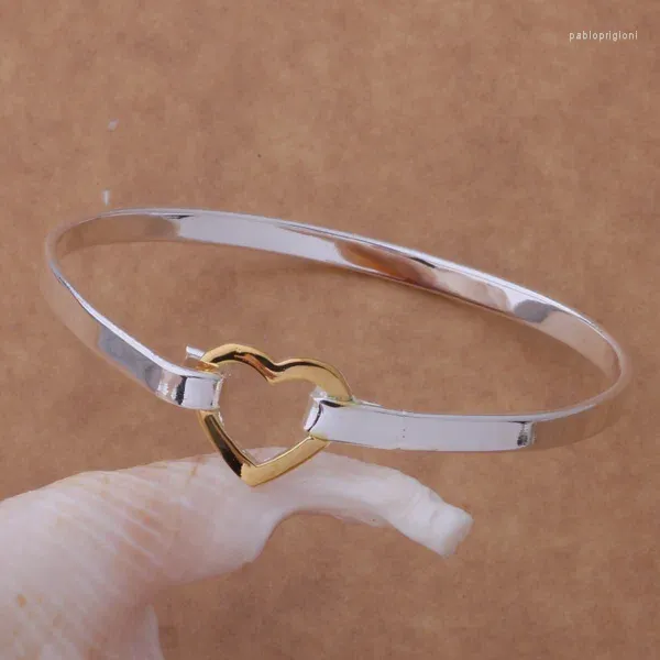 Bangle SZ-AB024 Silver Color Present Women Lady Nice High Quality Fashion Jewelry Heart Shackle /Aezaiwga Breakila