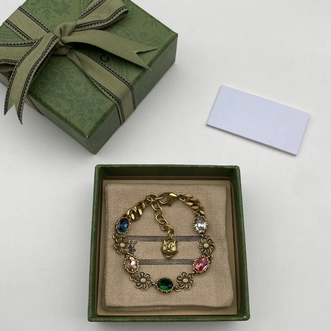Gugu nieuwe ontwerper tijgerkop bloemkleur diamanten armband vrouwelijke nationale stijl ontwerp gevoel van hoog uiterlijk niveau vervaagt niet kleine accessoires sieraden