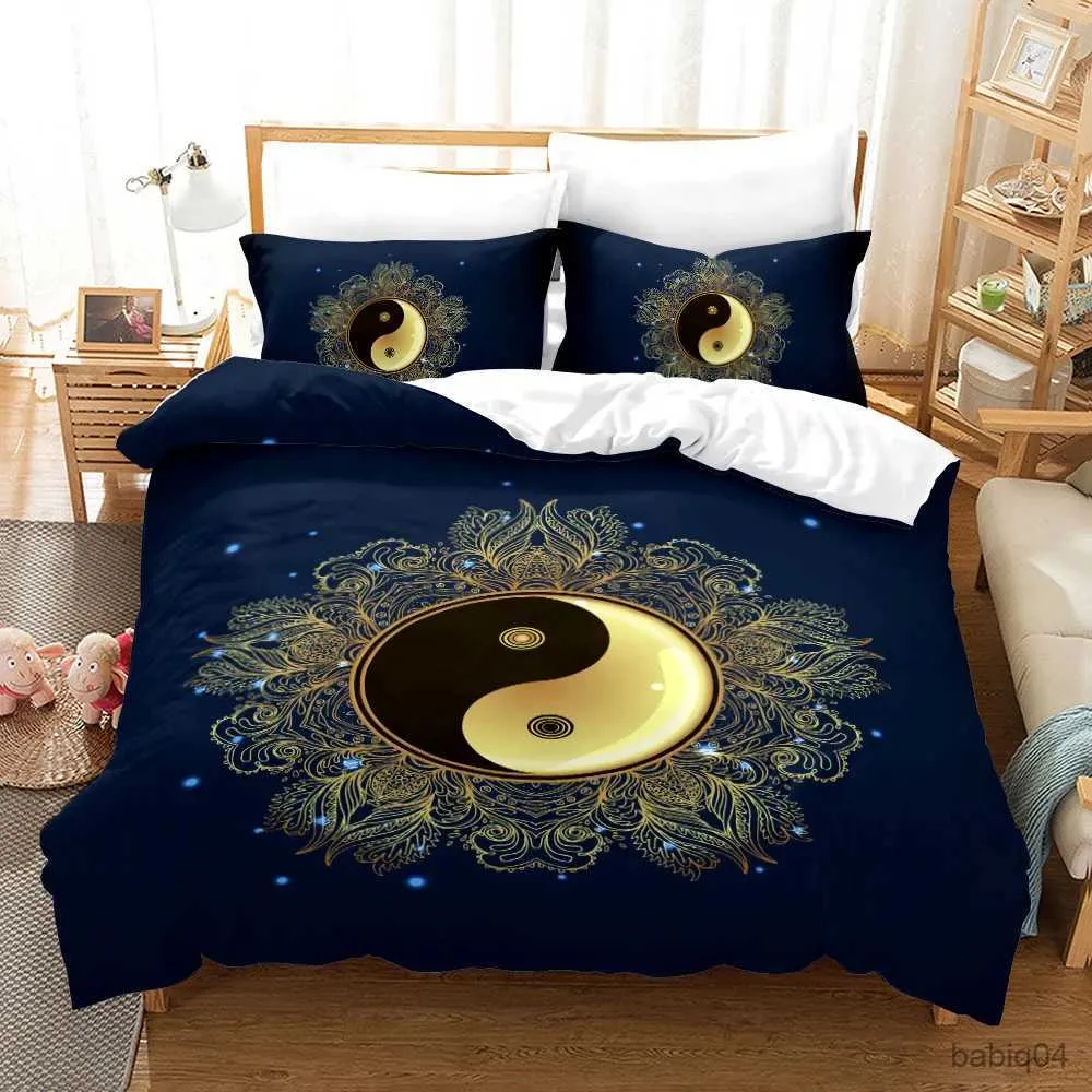 Set biancheria da letto Set biancheria da letto Yin Yang Fish Set copripiumino Tai Chi con custodia King Twin Completo Doppia Biancheria da letto con stampa 3D per ragazzi adolescenti