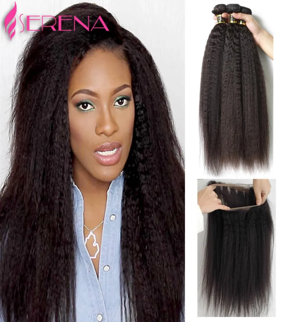 Brazilian Hair Kinky 8A 360 Lace Frontal With Bundle Kinky Straight Closure Virgin Hair Weave Lace Frontal Closure With Bundles8313213