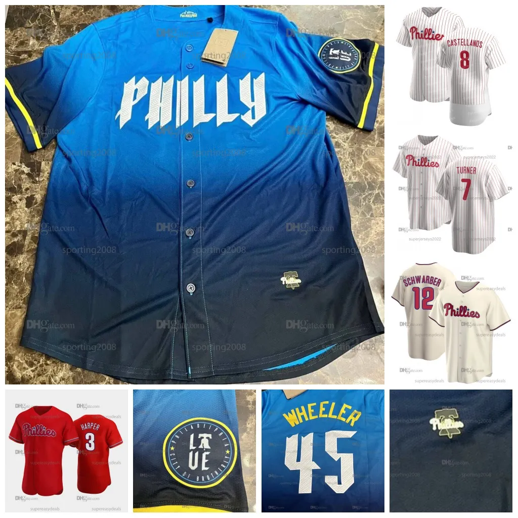 7 TREA TURNER KYLE SCHWARBER PHILLIES 2024 CITY CONNECT 유니폼 Nick Castellanos 3 Harper Alec Bohm J.T. 영역 브랜든 마쉬 호즈 호스킨스 타이 주안 워커 Aaron Nola