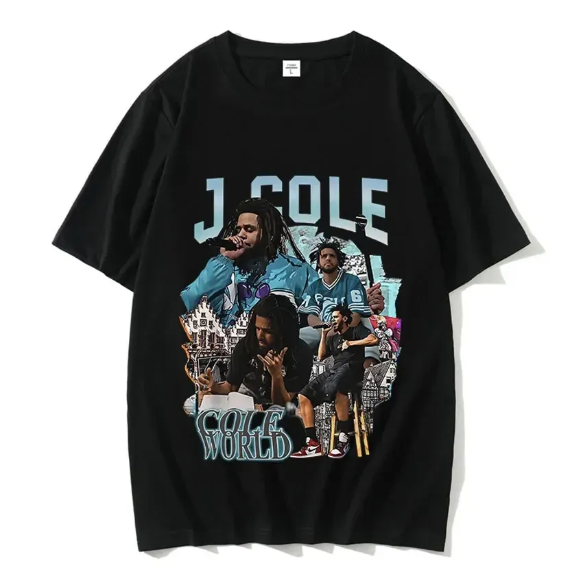 Herr t-shirt moderappare j cole roliga tshirt män sommar avslappnad man thirt hipster hip-hop tee shirt homme streetwear