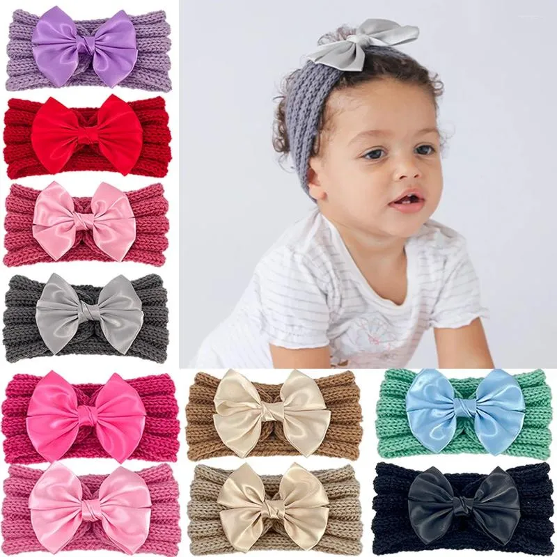 Hair Accessories 2024 Winter Warm Headband Baby Woolen Knitting Bow Headbands Wool Knitted Elastic Hairbands Turban Girls