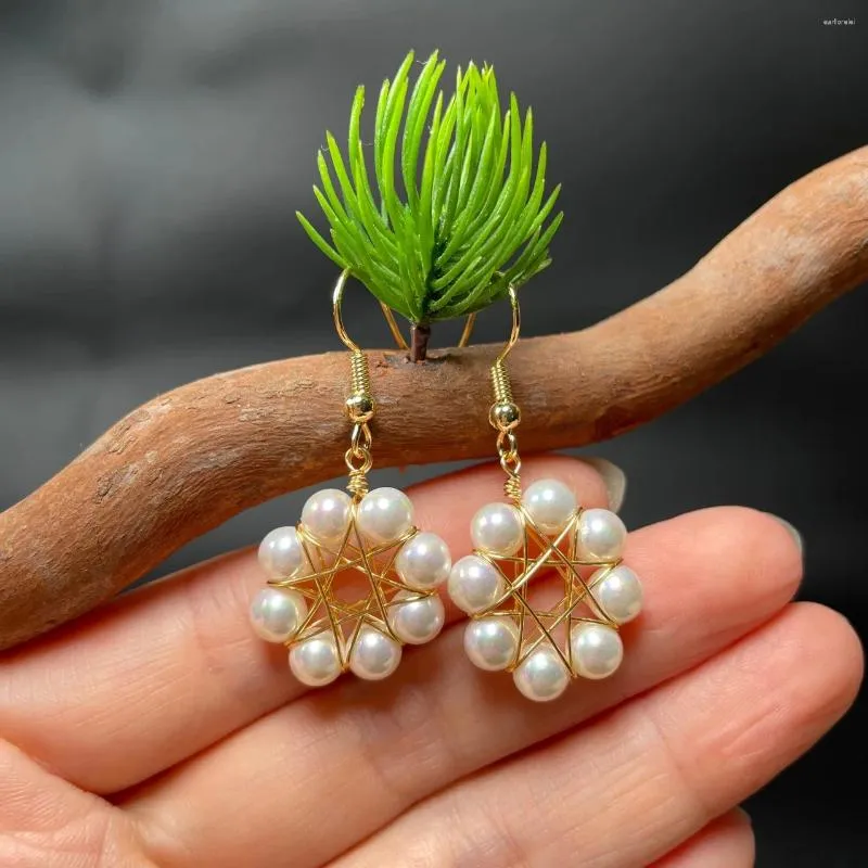 Dangle Earrings Pearl For Women Natural 925 Silver Designer Carved Gift Jewelry Charm Talismans Gifts White Beaded Gemstones Charms