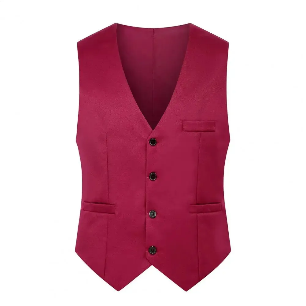 Mode Mannen Vesten Effen Kleur Vneck Mouwloze Knoppen Blazer Heren Formele Zakelijke Bruiloft Jas Vesten Chaleco Hombre 240125