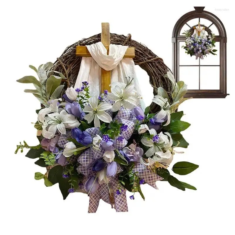 装飾的な花ハッピーイースタードアリースチューリップ素朴な春の飾り飾りの外の装飾ホリデー用品
