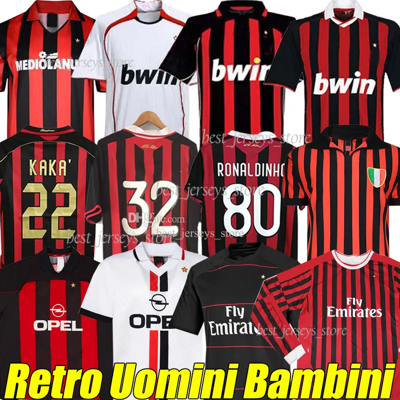 AC Milan Retro Soccer Jerseys 1990 2000 1962 1963 2007 2002 2003 2004 Milan Futbol jerseys Formaları Gullit 1988 96 97 Van Basten Kaka Inzaghi Beckham