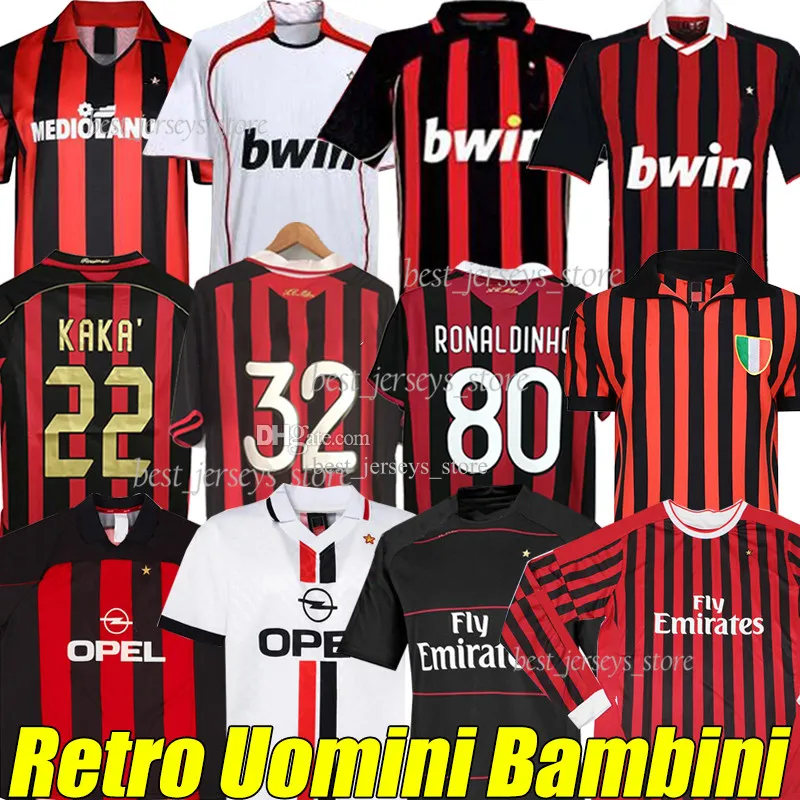 Kaka Retro Soccer Jersey 1990 2001 Champion 2006 2007 2009 2010 2012 2010 2014 Fotbollskjorta Gullit 1962 63 88 96 97 2004 2005 Van Basten Inzaghi Ronaldinho Vintage Classic