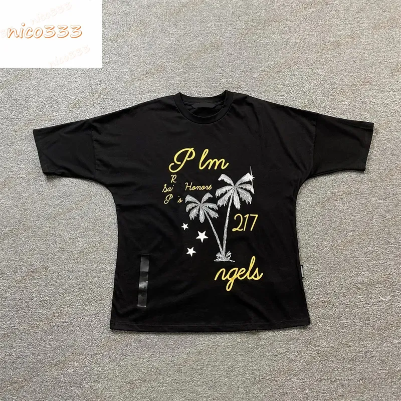 Pa silver coconut hot gold letter print pattern cotton round neck loose hundred men women fashion summer fall short sleeve