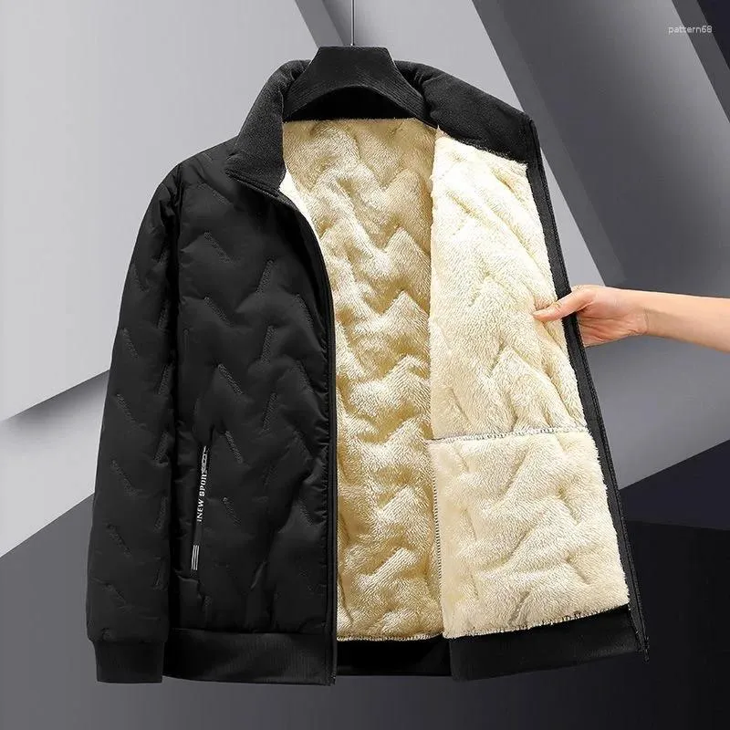 Jaquetas masculinas quentes engrossar impermeável 2024 outono jaqueta de inverno homens lambswool jogging casaco casual moda solta cinza parka