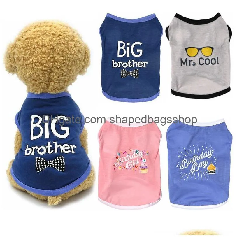 Vêtements de chien en gros Sublimation Chiens T-shirt Coton Vêtements de chien Chemises de chiot Mignon Imprimer Gilets de chat Vêtements d'été Chemise pour animaux de compagnie Doggie Ve Dhhwf