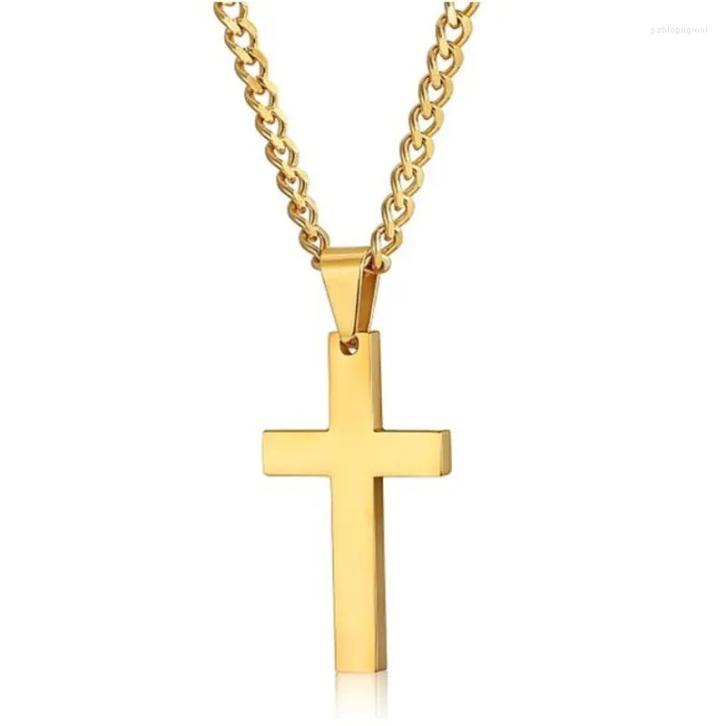 Chains Men Chain Jewelry Trend Vintage Simplicity Cross Pendant Stainless Steel Gold Sier Color Necklace Goth Mens'_voghion.com