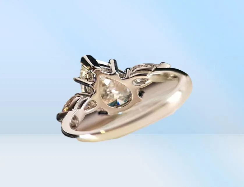 Mode printemps nouveau S925 argent plaqué or 18 carats en forme de poire coupe goutte forme simulation diamant ring35138924696801