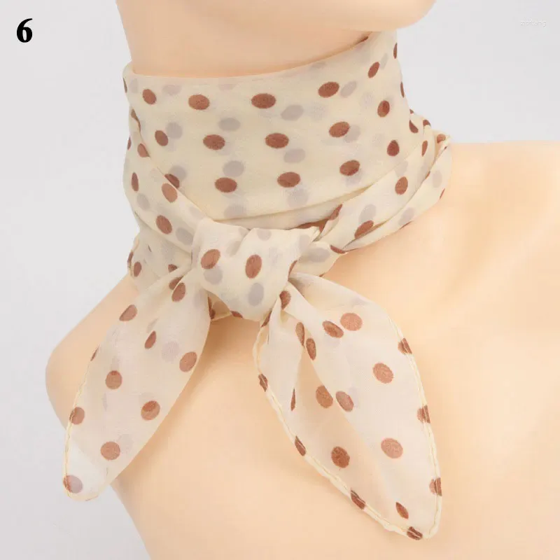 Foulards d'été mince petit carré foulard en soie mousseline de soie doux châle enveloppement à pois cou fil maille plage crème solaire hijab tête