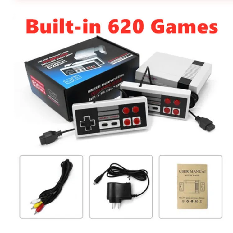 Top Quality Factory Direct Sales NES Mini 620 Ny TV -spelkonsol NES Game Console Nostalgic Classic FC Red and White Host 620 500 Video Handheld Games Ups Transport