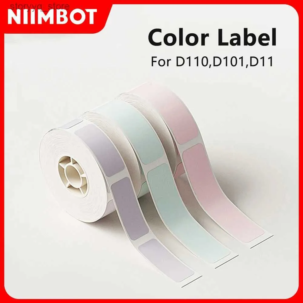 Etichette Tag Niimbot 1 rotolo di nastro per etichette in colore puro per D11 D110 D101 Adesivo Etichetta adesiva in carta impermeabile Anti-olio Mini stampante portatile Q240217