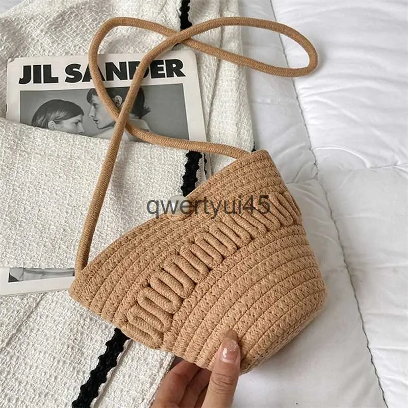 Shoulder Bags Coon Rope Bucket Soulder Bag For Women andamade Woven andbag Summer Beac Drawstring Crossbody Purse cute tote bagH24217