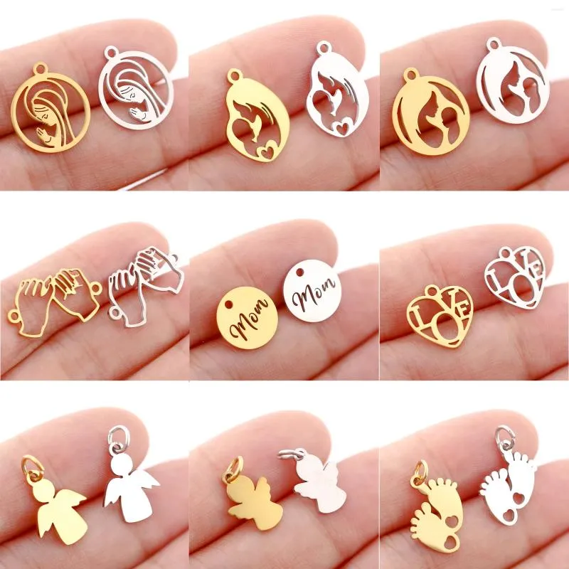 Charms 5 stks/partij Rvs Hanger Leuke Baby Voet/Virgin Mary/Moederliefde/Angel Voor Sieraden Maken DIY Bevindingen