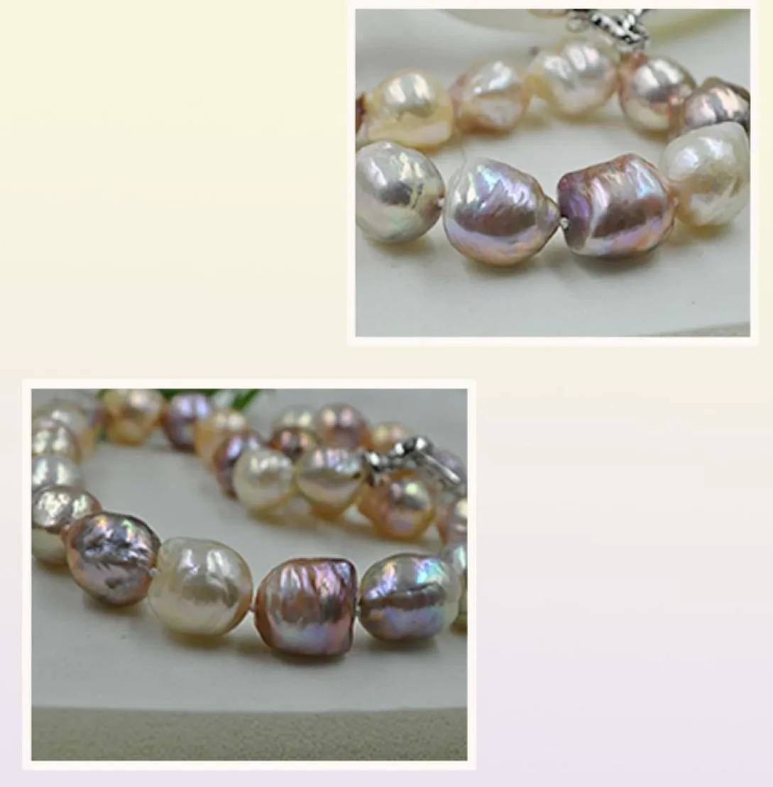 pearls jewelry high quality GORGEOUS Natural Rare multicolor 1216mm furrow Kasumi Pearl Necklace8336681