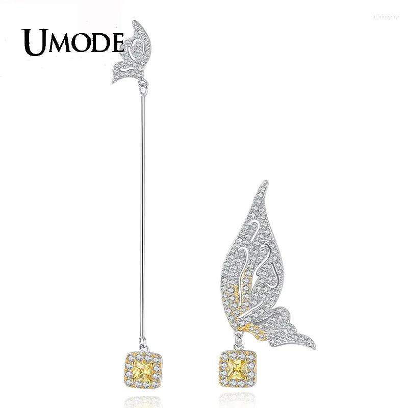 Dangle Earrings UMODE Yellow Cubic Zirconia Butterfly AB Model Earring Jewelry Boucles D'oreille For Women Girl Gift Dropshipp Wholesale