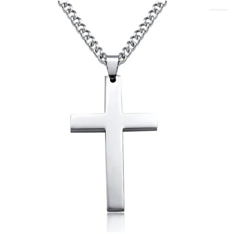 Chains Men Chain Jewelry Trend Vintage Simplicity Cross Pendant Stainless Steel Gold Sier Color Necklace Goth Mens'_voghion.com