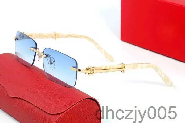 Man Carti Glasses Designer Sunglasses Women Fashion Frameless Rectangle Coating Buffalo Horn Sunglass Uv400 Evidence Eyeglass Wooden Mens Eyewear Eye R9CP