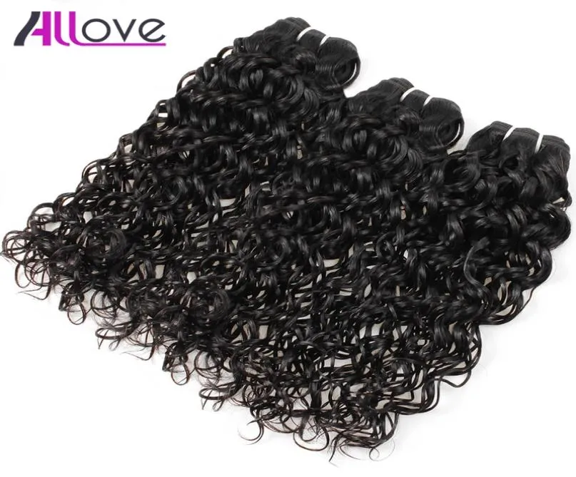 Allove 10A Water Wave 3 Bundles Brazilian Hair Peruvian Body Wave Cheap Malaysian Human Hair Extensions Indian Whole5611252