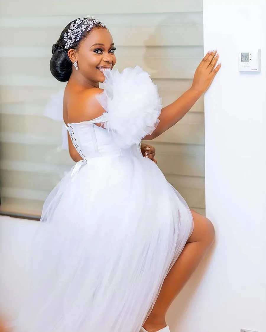 Elegant Robe De Mariee Volants En Dentelle Blanche Pour Femmes Africaines Robe De Mariee Avec Manches En Tulle Parfaites Pour Le Mariage Et La Douche Nuptiale 2024 Collection Du 82 41 DHgate