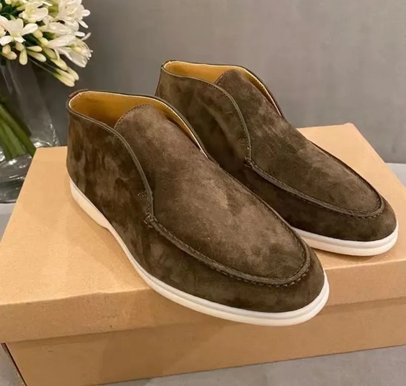 LP PIANAS Open Walk Camurça sapatos casuais botas de tornozelo moda feminina deslizamento em apartamentos de caminhada masculino clássico bota curta Designer de luxo para calçados de fábrica de sapatos unissex