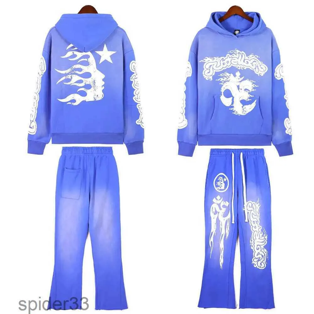 High Quality His-and-hers Brand Designer Hoodies Fashion Hellstar Blue Yoga Hoodios Printing Long Sleeve Street Hip-hop Sweatshirt Set 26 S979