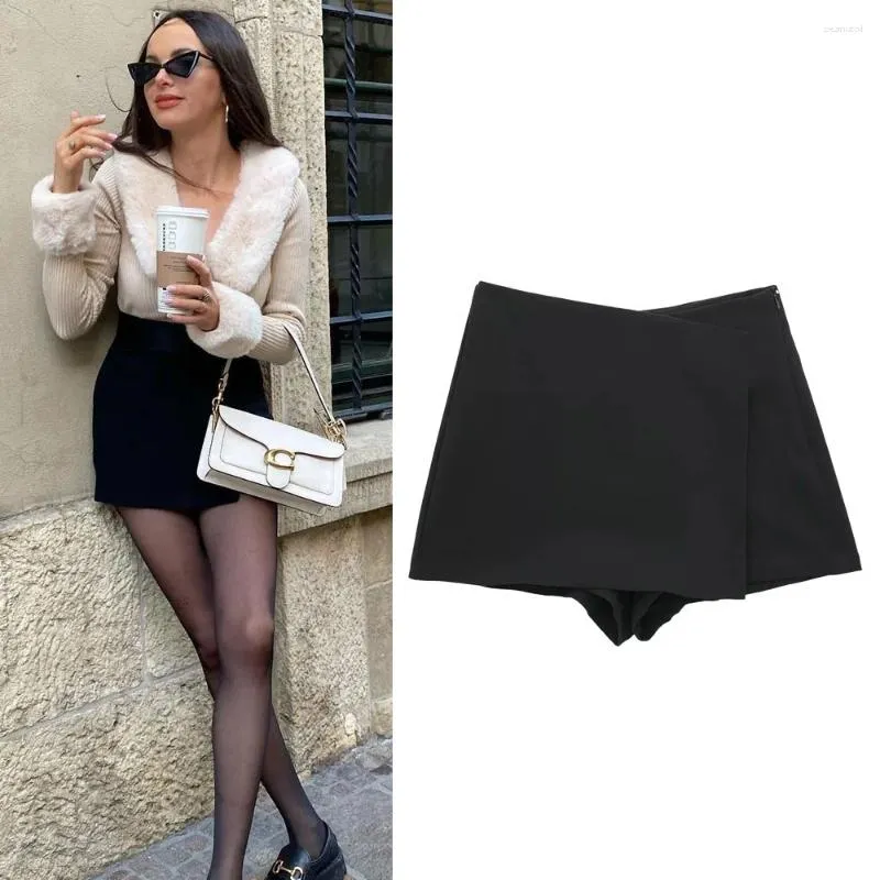 Shorts femininos mulher cintura alta saias assimétricas preto rosa mini saia outono moda