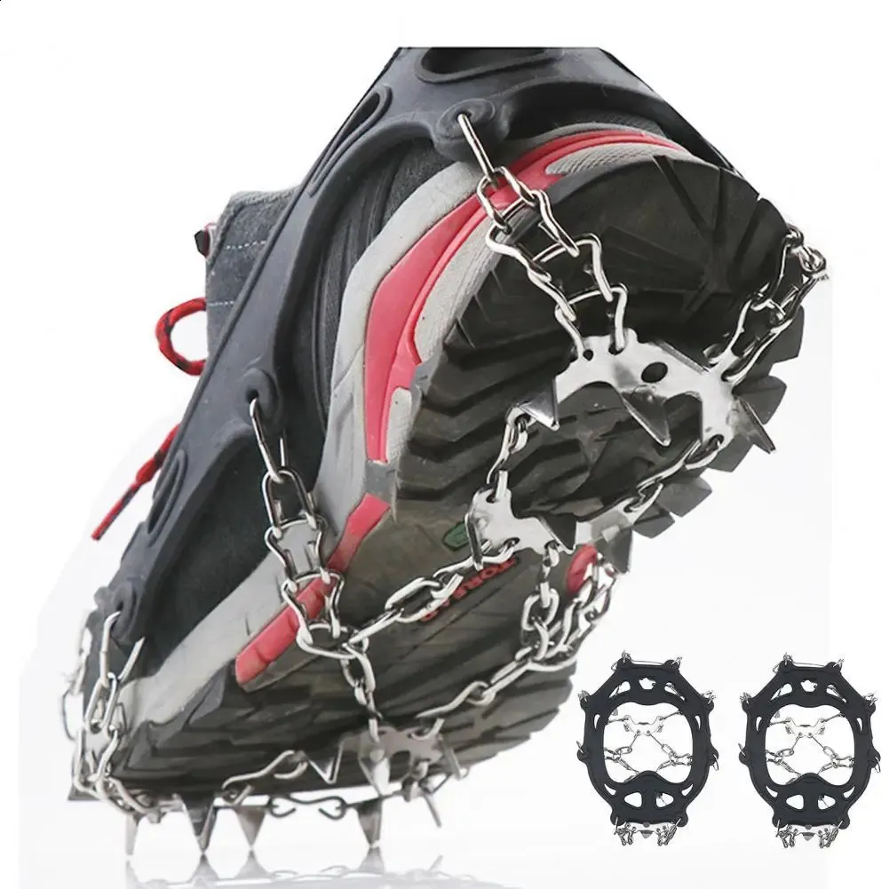 1 par Anti Slip 19 Spike vandringständer Crampons Shoe Cover Outdoor Ice Snow Spiked Grip Cleat 240125