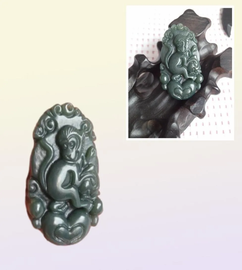 China039s xinjiang hetian jade macaco do zodíaco pingente de paz com D33723346