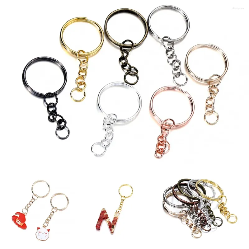 Klasyna 10pc Pierścień kluczowy klęcznik Rhodium Złoty Kolor okrągły podzielone klucze z skokiem do DIY Jewelry Crafts Countings