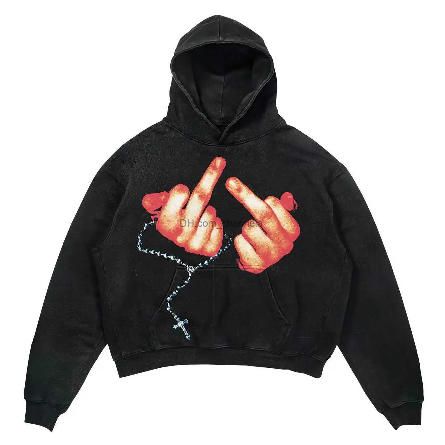 Herrtröjor tröjor retro handtryck hoodies kvinnor ny tröja överdimensionerade lösa toppar par 2023 streetwear goth populära y2k kläder t240217