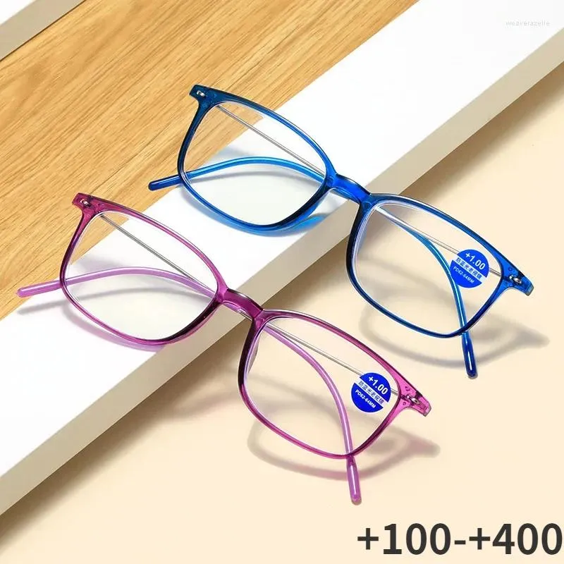 Solglasögon Ultralight HD Lens Reading Glasses Anti-Blue Light Fashion FarSighted Women Men Presbyopia Diopter 1.0 till 4.0