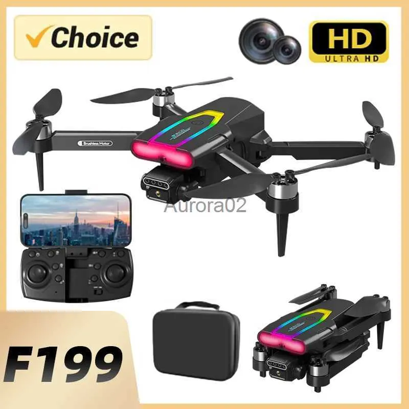 Dronlar KBDFA F199 Drone Hava Fotoğrafçılığı 1080p geniş açılı HD Çift Kamera Fırçasız WiFi FPV Profesyonel RC Katlanabilir Quadcopter YQ240217