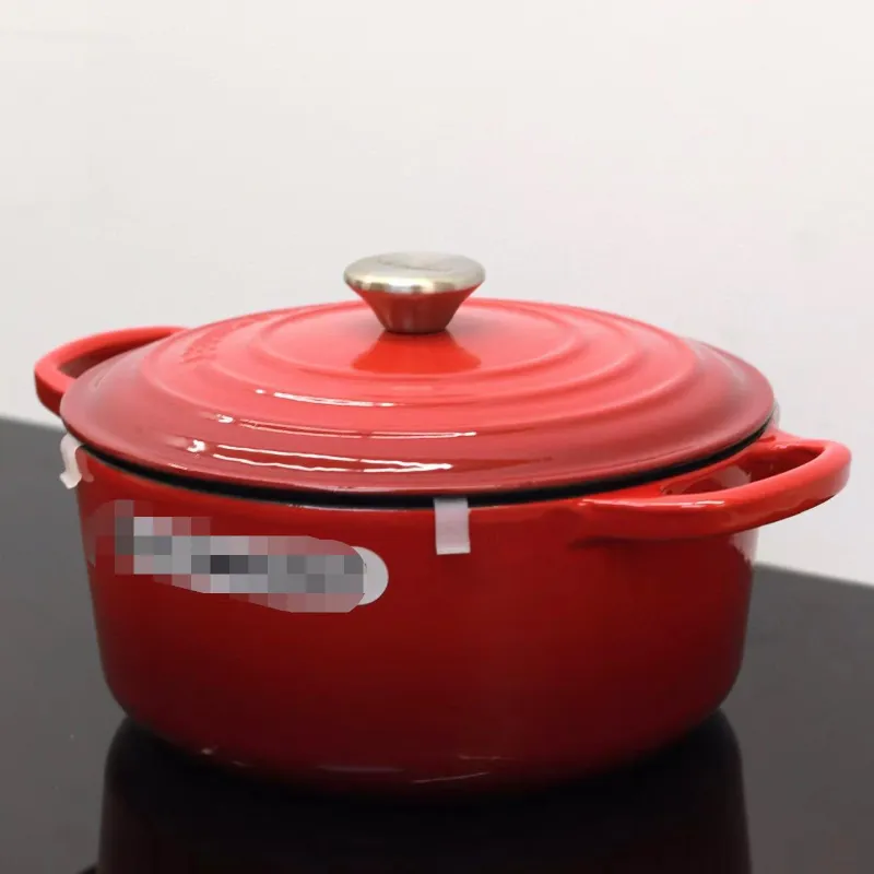 Designersoppa och lagerkrukor Fransk gjutjärnsasrulle Emaljkruka 24 cm Rund Stockpot Hushåll Multifunktionella krukor Stock