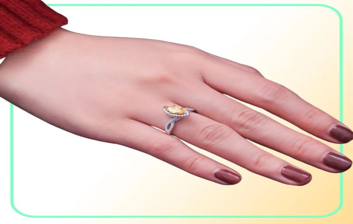 Anel de noivado de prata esterlina 925, aliança de casamento, corte marquise, diamante simulado, zircônia cúbica, anéis cz1054082