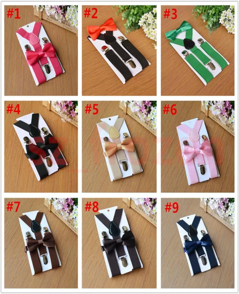 27 colors Kids Suspenders Bow Tie Set for 110T Baby Braces Elastic Yback Boys Girls Suspenders accessories2280297