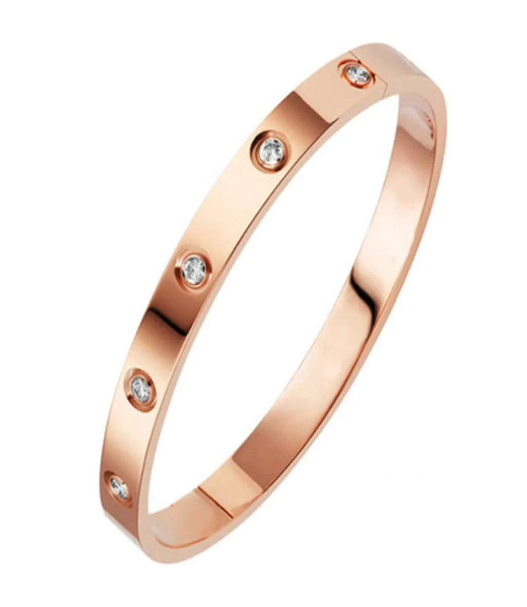 Neue Mode Klassische Liebhaber Armbänder Für Frauen Rose Gold Silber Farbe Strass Armband Manschette Einfache Trendy Schmuck Gift7389392