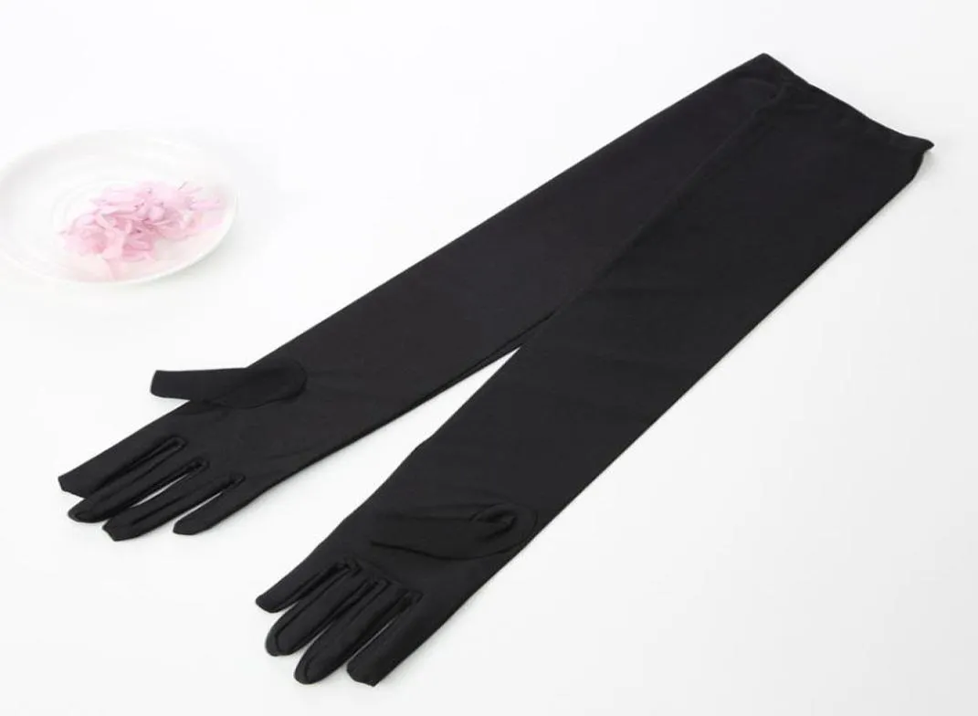 Gants longs élastiques en Spandex pour femmes, 45cm, 55cm, Sexy, accessoires de spectacle de danse, gants de robe dramatique, Party8998538