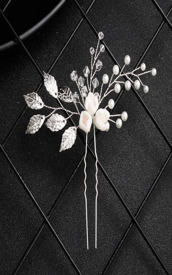 Peach Prom Bride Bridesmaid Hårtillbehör Pearl Hair Pin Clip Luxury Crystal Rhinestone Wedding Hairpins Sticks For Women JCF016335734